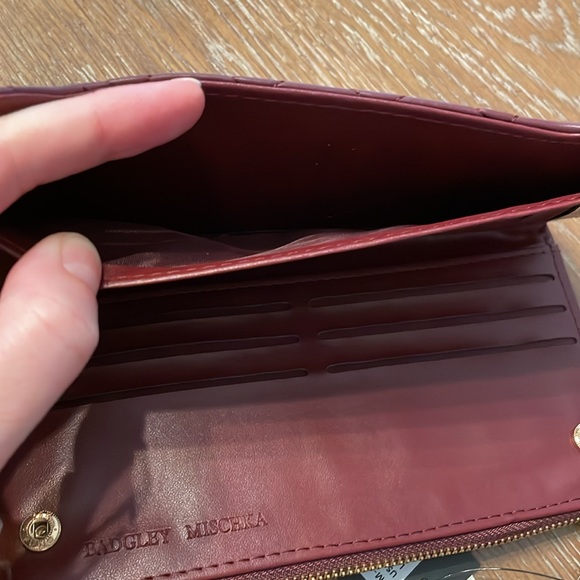 NWT Badgley Mischka long snap wallet with zip money pouch, plum or wine BM-4172 - Picture 7 of 10